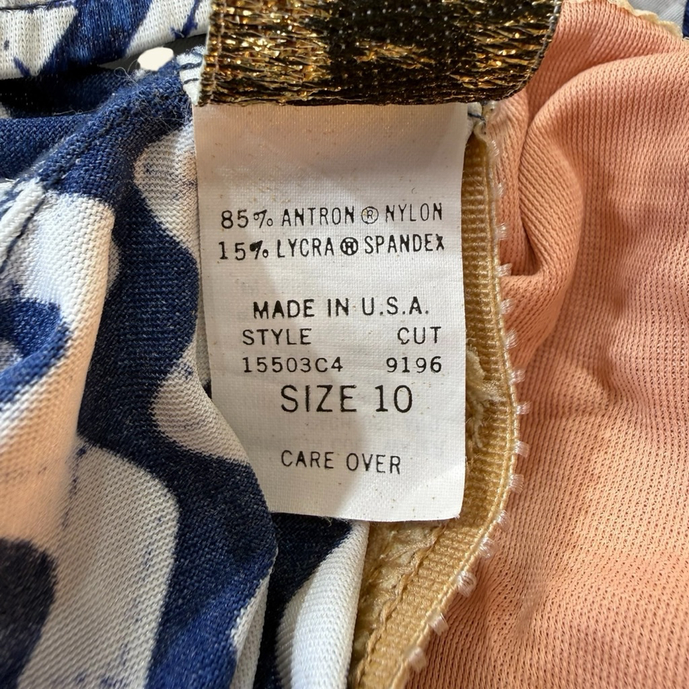 Cole of California Blue White Chevron One Piece Swimsuit Vintage Style Size 10 - Picture 7 of 8